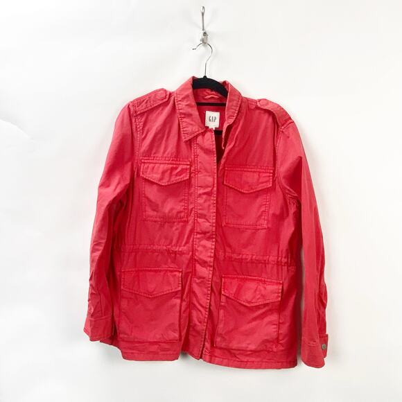 2/$30 Gap 8 Womens Coral  Cinched Waist Outdoor Spring Utility Cargo Jacket - Picture 1 of 9